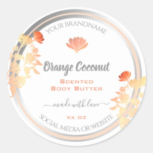 Floral Product Packaging Labels White and Orange