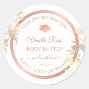 Floral Product Packaging Labels White Rose Gold