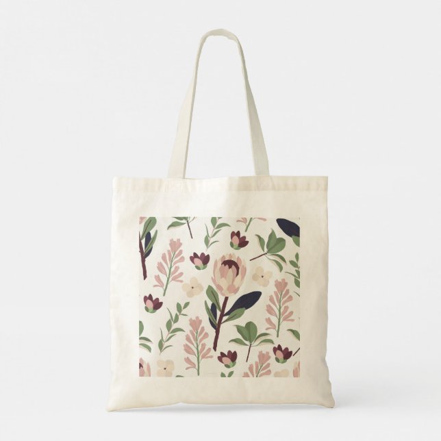 Floral Protea Elegant Minimal Tote Bag (Back)