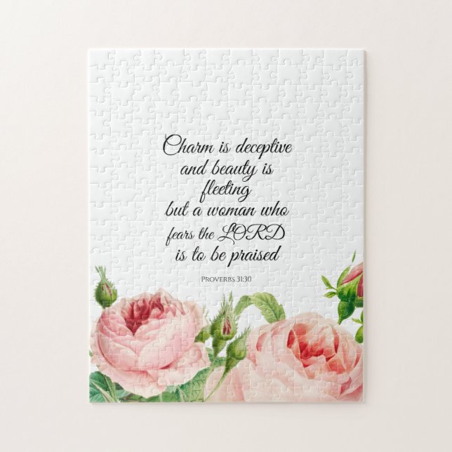 Floral Proverbs 31:30  Jigsaw Puzzle (Vertical)