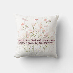Floral Proverbs Throw Pillow