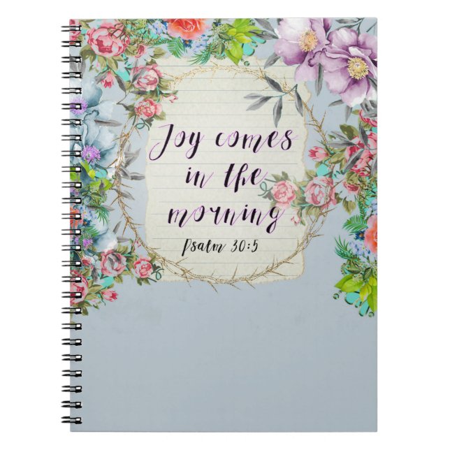 Floral Psalm Spiritual Christian Verse Quote Notebook (Front)