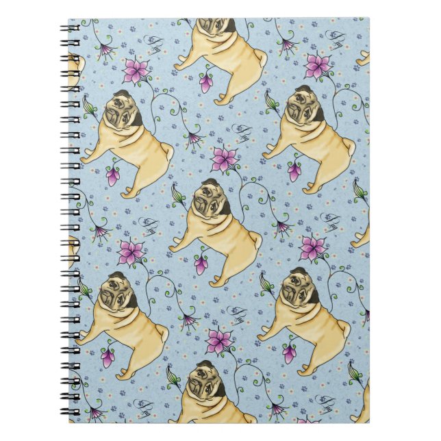 Floral Pug Notebook (Front)