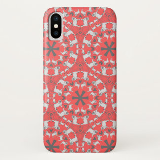 Floral Pug Pattern on coral red background Case-Mate iPhone Case