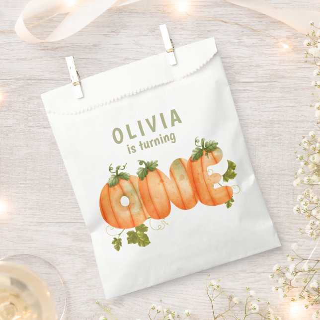 Floral Pumpkin 1st Birthday Fall  Favour Bags (Clipped)