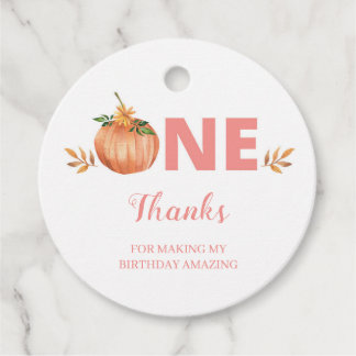 Floral Pumpkin 1st Birthday Party Favour Tags