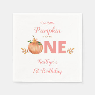 Floral Pumpkin 1st Birthday Party Napkin