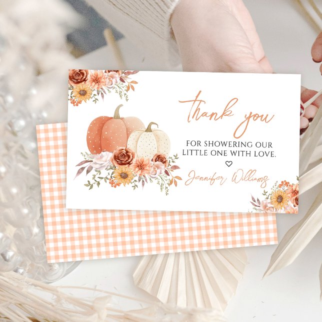 Floral Pumpkin Baby Girl Shower Thank You cards (Creator Uploaded)