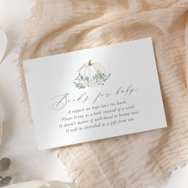 Floral Pumpkin Baby Shower Books for Baby Enclosure Card (Creator Uploaded)