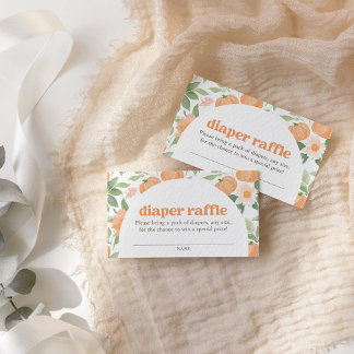 Floral Pumpkin Baby Shower Diaper Raffle Ticket Enclosure Card