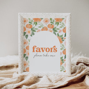 Floral Pumpkin Baby Shower Favours Sign