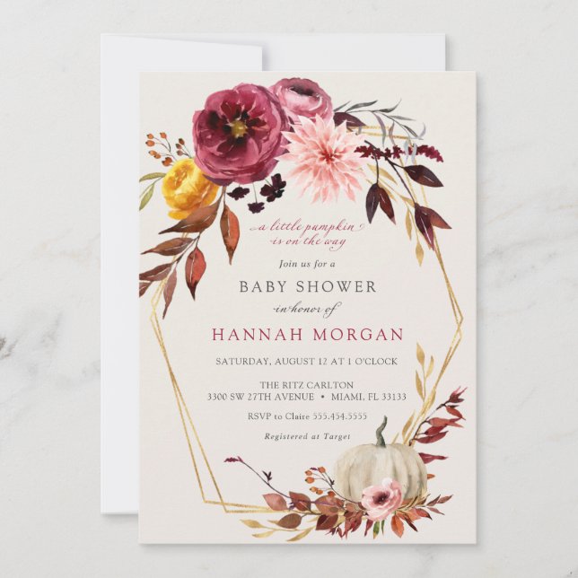 Floral Pumpkin Baby Shower invitation (Front)