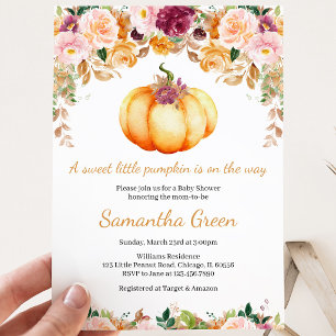 Floral Pumpkin Baby Shower Invitation