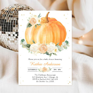 Floral Pumpkin Baby Shower Invitation
