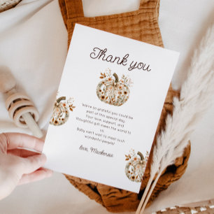Floral Pumpkin Baby Shower Thank You Card