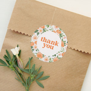 Floral Pumpkin Baby Shower Thank You Classic Round Sticker