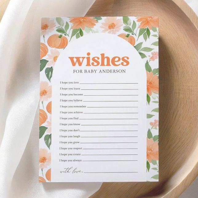 Floral Pumpkin Baby Shower Wishes for Baby Card (Creator Uploaded)