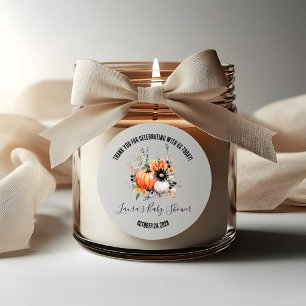 Floral Pumpkin Bouquet Baby Shower Favour Classic Round Sticker