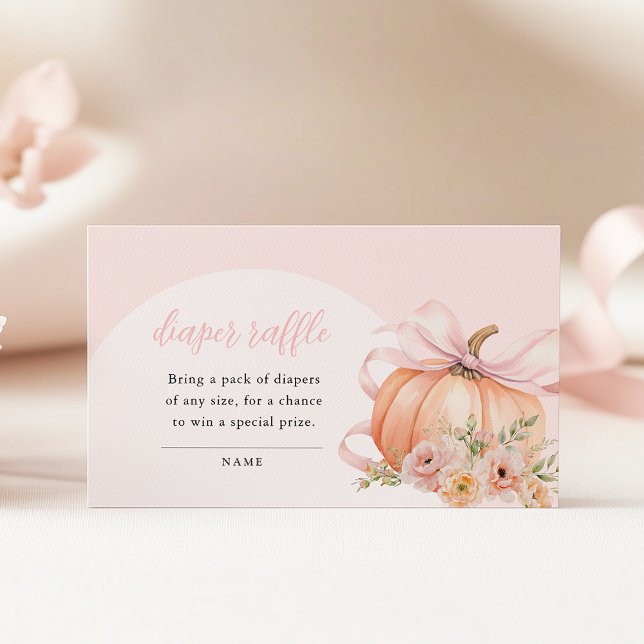 Floral Pumpkin Bow Baby Shower Diaper Raffle Enclosure Card (Creator Uploaded)