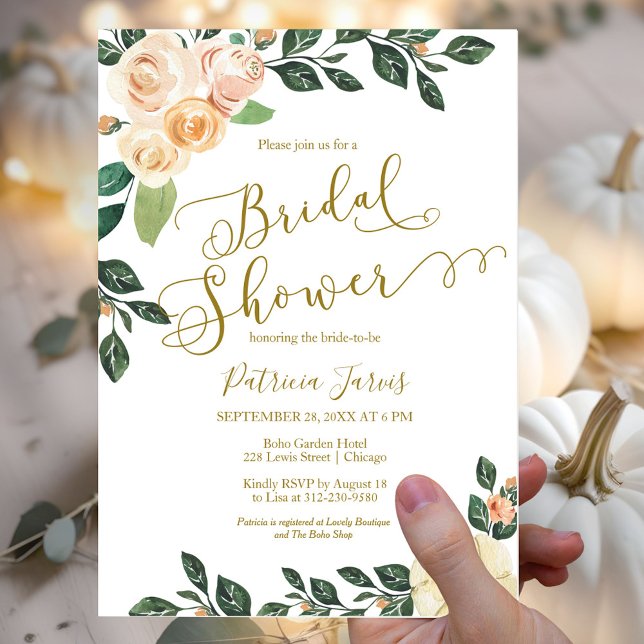 Floral Pumpkin Budget Fall Bridal Shower Invitate (Creator Uploaded)
