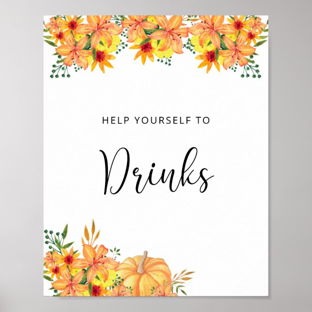 Floral pumpkin Drinks  Poster (Front)