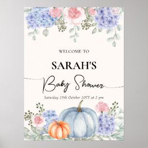 Floral Pumpkin Fall Baby Shower Welcome Sign