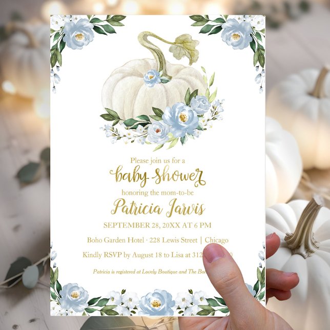 Floral Pumpkin Fall Boy Baby Shower Invitation (Creator Uploaded)