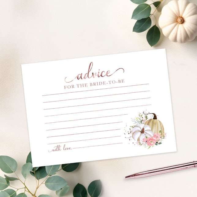 Floral Pumpkin Fall Bridal Shower Advice Cards (Creator Uploaded)