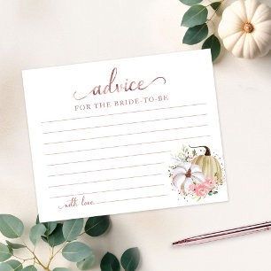 Floral Pumpkin Fall Bridal Shower Advice Cards