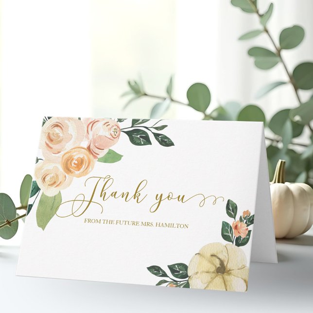 Floral Pumpkin Fall Bridal Shower Thank You Invita Card (Creator Uploaded)