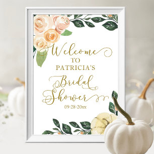 Floral Pumpkin Fall Bridal Shower Welcome Sign 