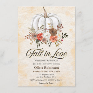 Floral Pumpkin Fall in Love Baby Shower Invitation