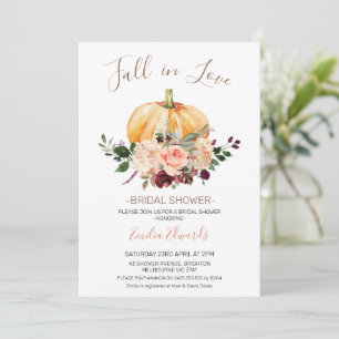 Floral Pumpkin Fall in Love Bridal Shower Invitation