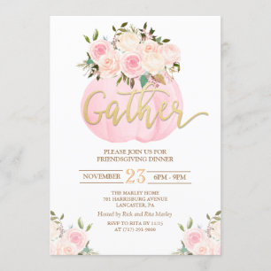Floral Pumpkin Friendsgiving Dinner Invitation