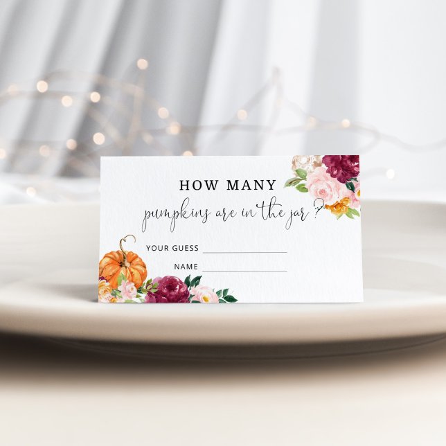 Floral pumpkin guess how many pumpkins game enclosure card (Creator Uploaded)