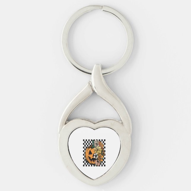 Floral Pumpkin Key Ring (Front)