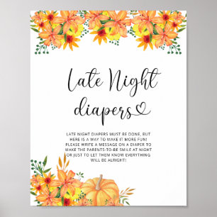 Floral pumpkin Late night diapers game Poster