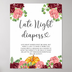 Floral pumpkin Late night diapers game Poster