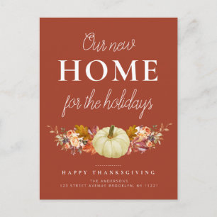 floral pumpkin moving announcement postcard