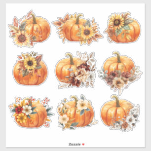 Floral Pumpkin Parade – Elegant Autumn Sticker Set