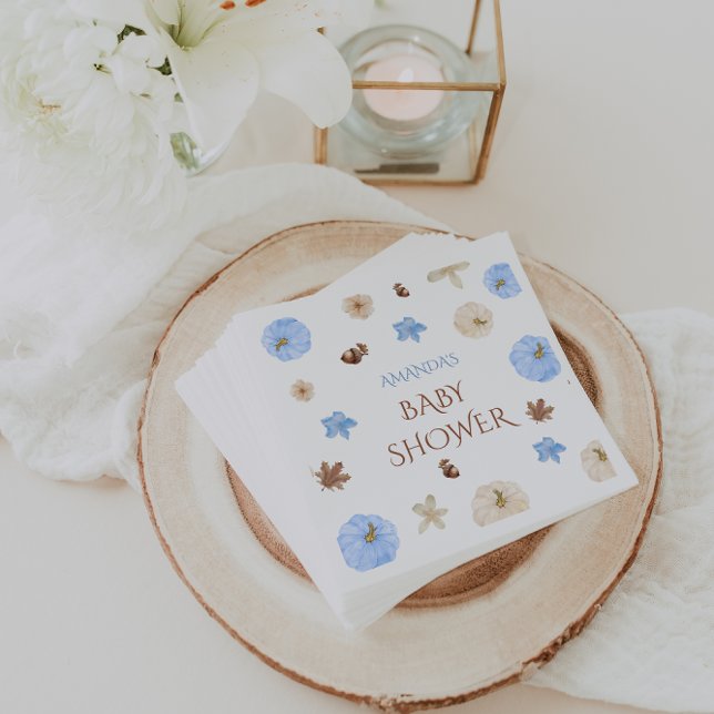 Floral Pumpkin Pastel Blue Baby Shower Napkin (Creator Uploaded)