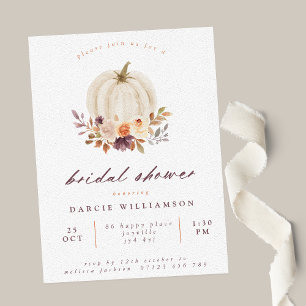 Floral Pumpkin Plum & Terracotta Bridal Shower Invitation
