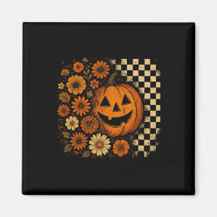 Floral Pumpkin Shirt Retro Halloween Fall Flowers Magnet