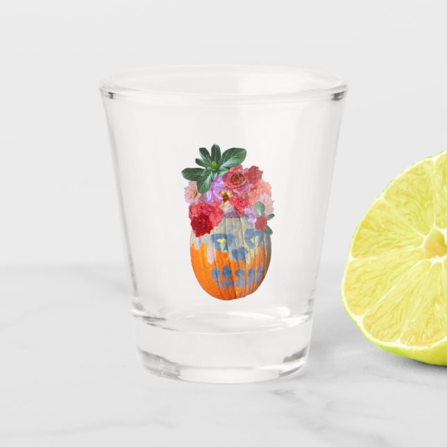 Floral Pumpkin Shot glass (Front)