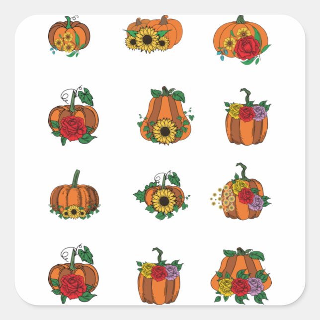 Floral Pumpkin Sticker Pack (Front)