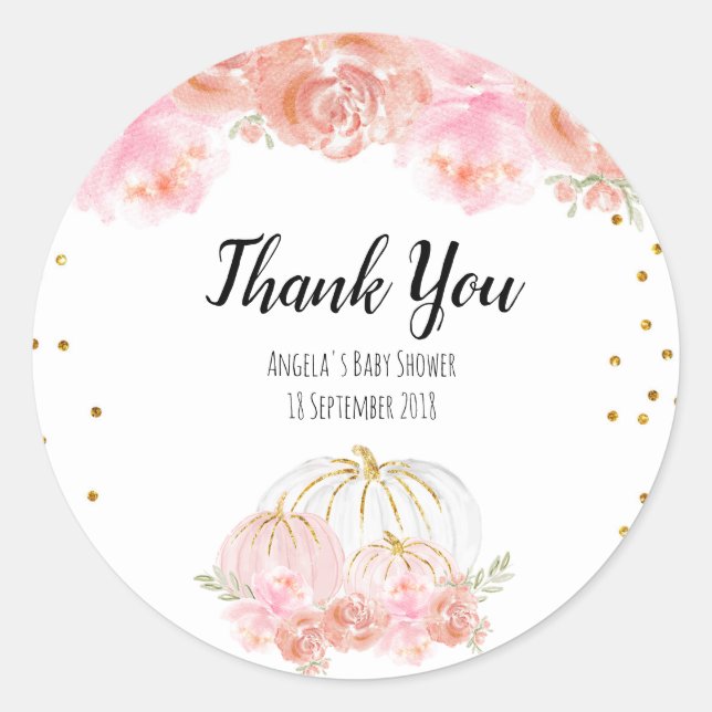 Floral Pumpkin Thank You Sticker (Front)