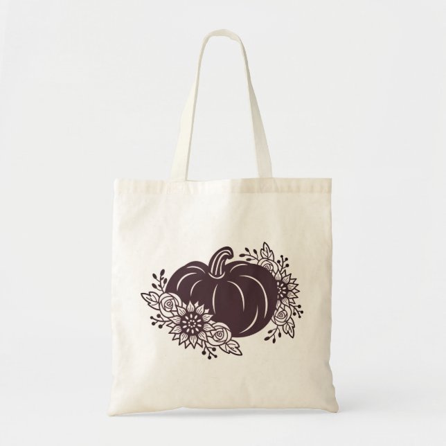 Floral Pumpkin Tote Bag (Front)