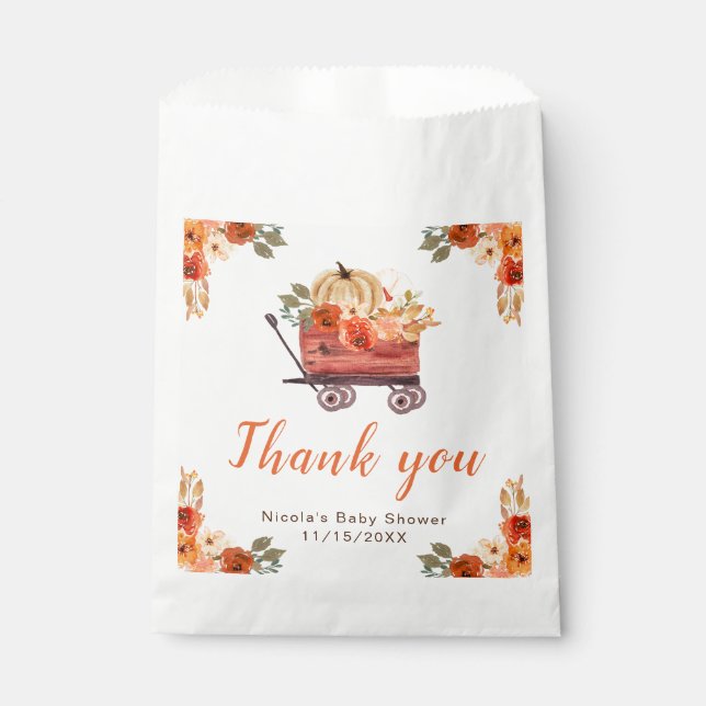Floral Pumpkin Truck Baby Shower Favour Bags (Front)