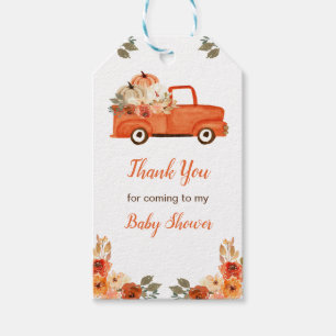 Floral Pumpkin Truck Baby Shower Gift Tags