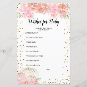 Floral Pumpkin Watercolor Wishes for Baby Game